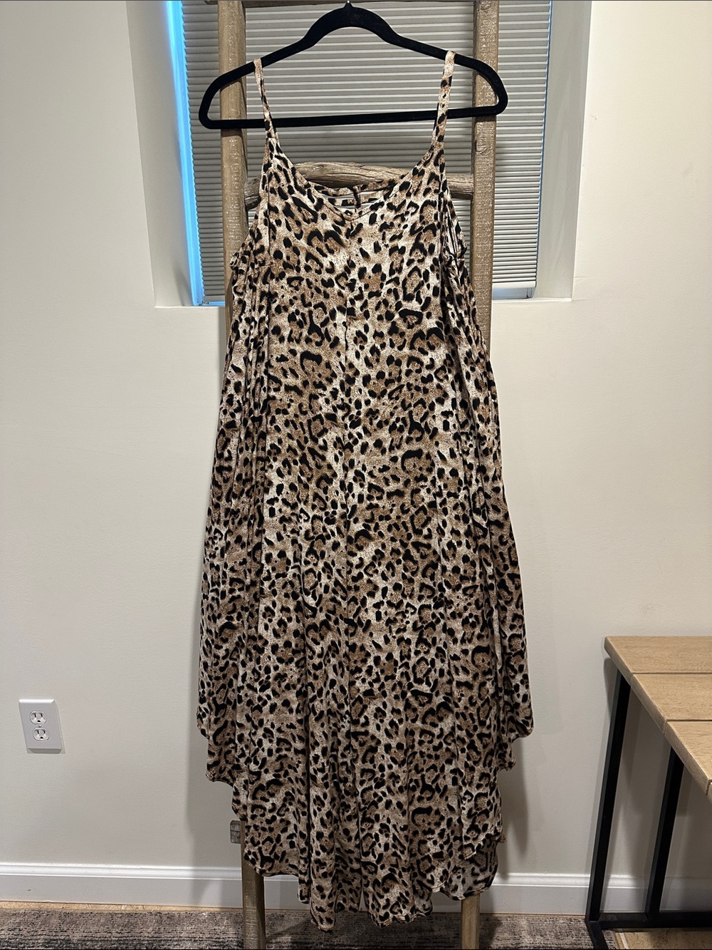 Leopard Print Slip Romper in Tan and Black